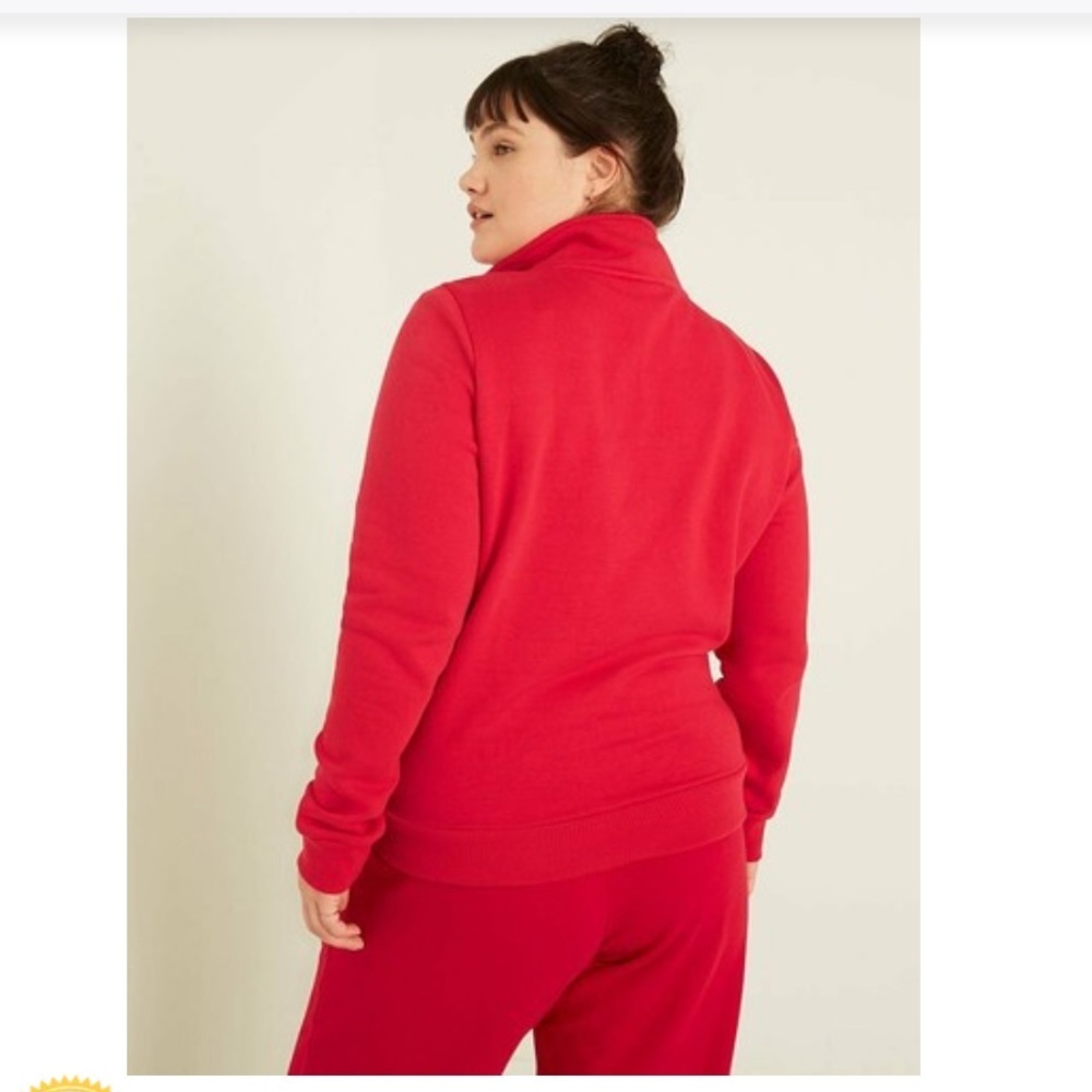 VICTORIA'S SECRET PINK FLEECE QUARTER-ZIP Red Sweater size large - Picture 3 of 8